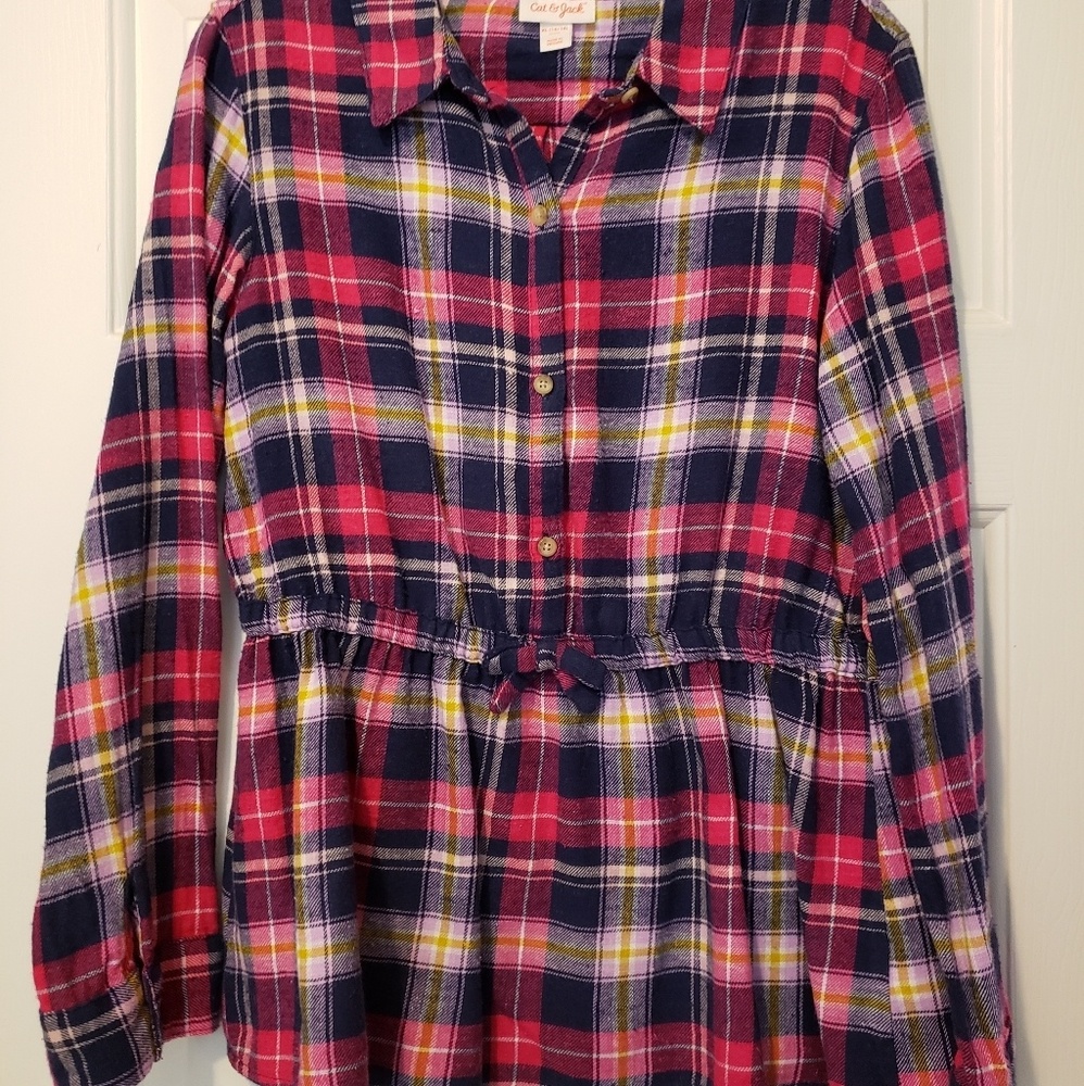 Girls XL 14 Target Cat and Jack Plaid Flannel Top